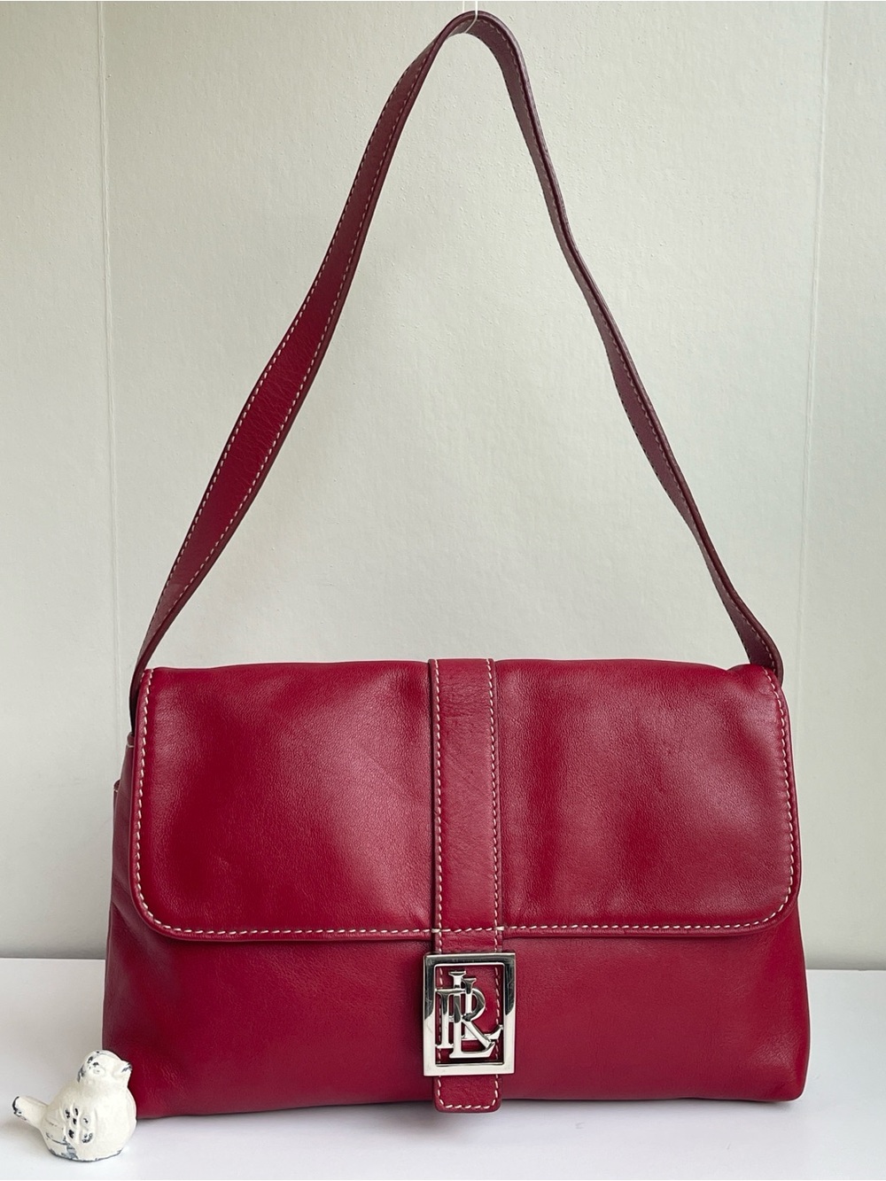 Ralph Lauren Red Genuine Leather Shoulder Bag